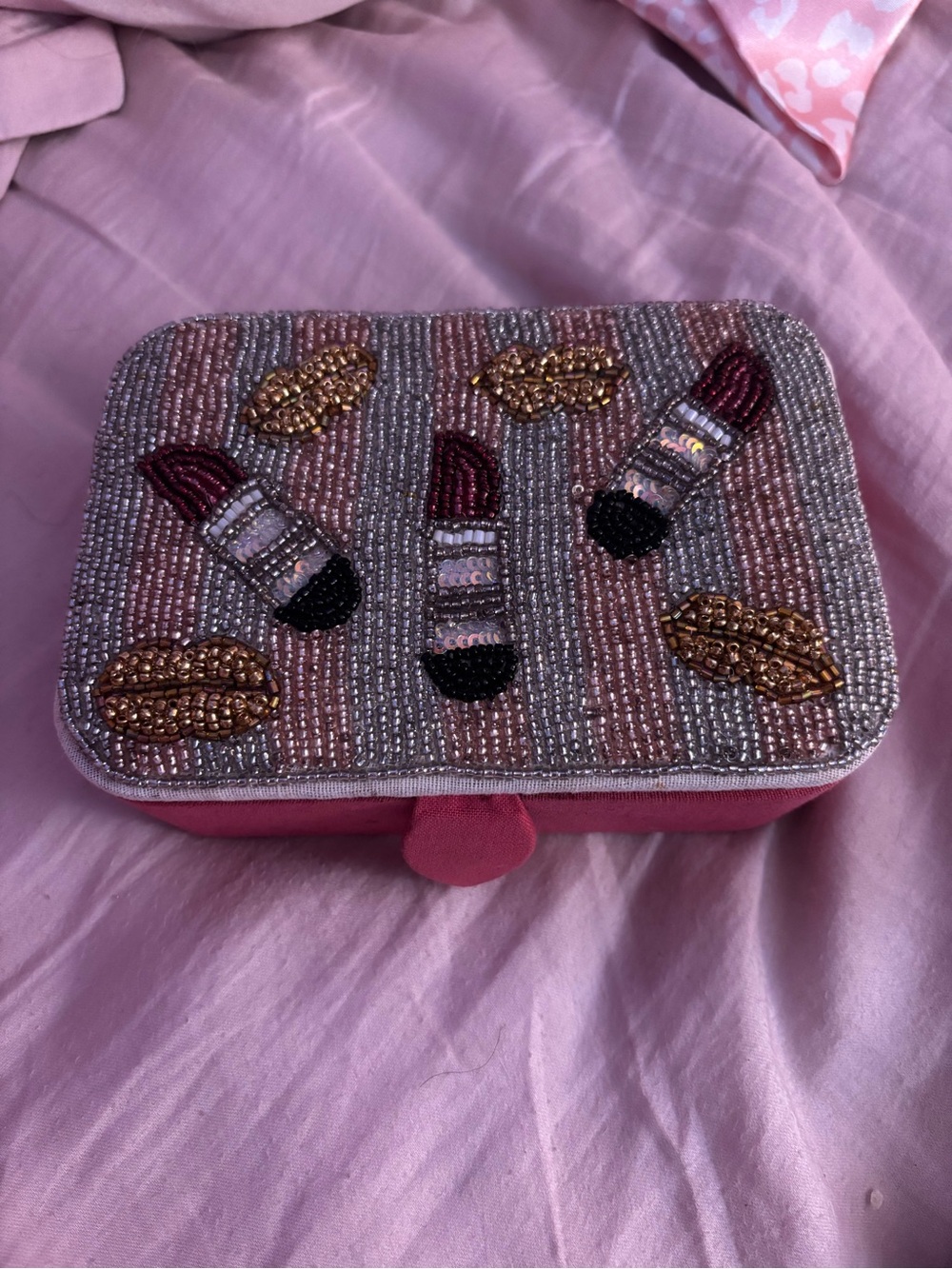 Beaded jewelry box travel organizer